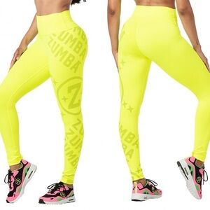 LIKE NEW | Zumba Smiles High Waisted Ankle Leggings - Caution